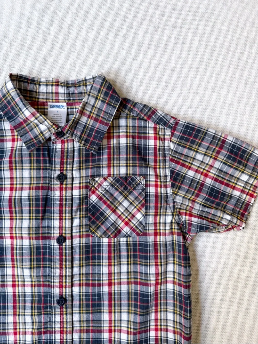 Vintage Y2K Gymboree Plaid Print Cotton Short Sleeve Button Shirt